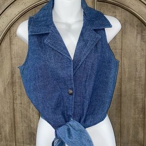 Denim tie up top…..